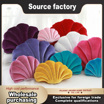 Velvet Seashell Accent Cushion Coastal Lounge Decor