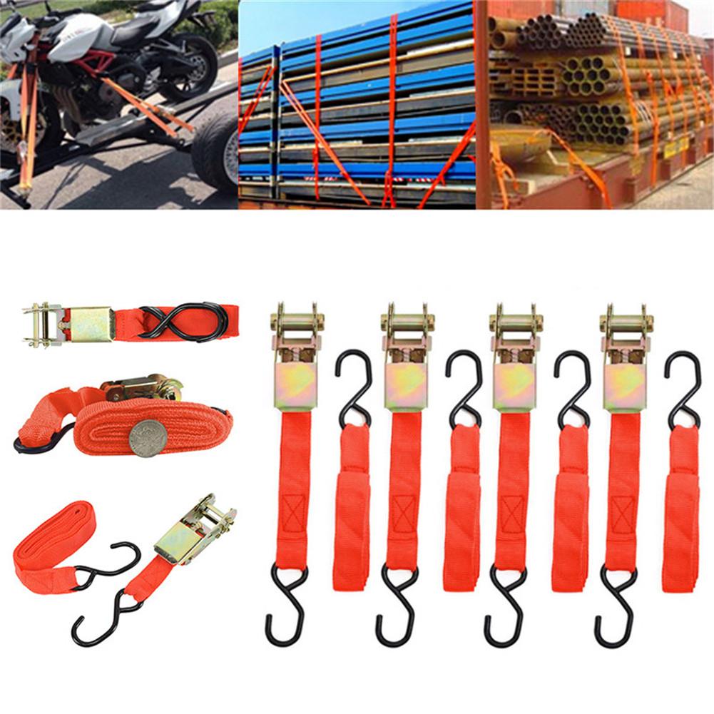 2/4/6PCS Durable Ratchet Tie Down Hold Secure Cargo Straps Moving Hauling Truck Motorcycle Straps Lashing Package Webbing