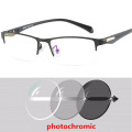 Sun Photochromic Myopia Eyeglasses Men Finished Chameleon Lens Prescription Glasses Half Metal Frame -0.5 -0.75 -1.0 -2 To -6