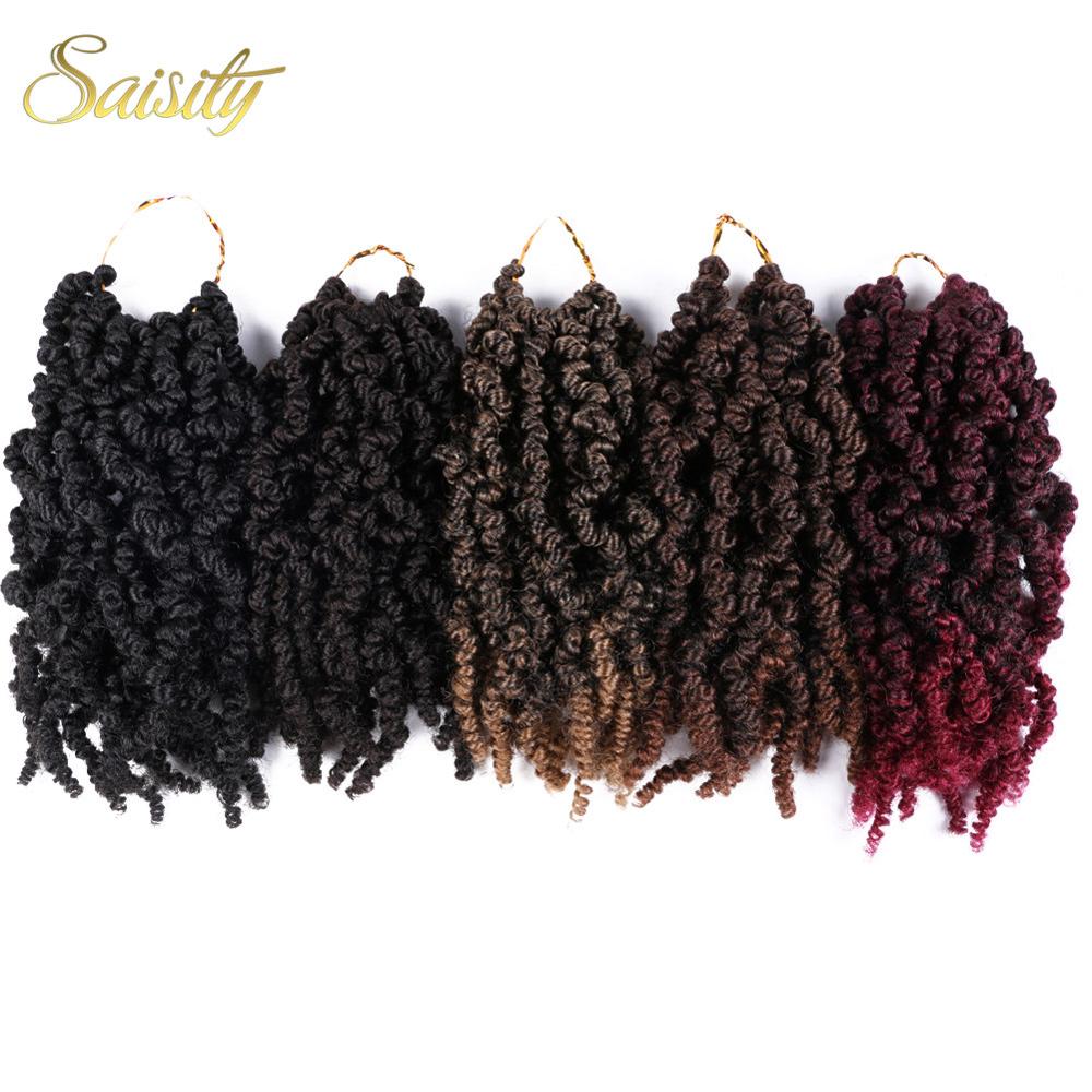 Saisity Ombre Pre-twisted Spring Twist Hair Synthetic Passion Twist Crochet Hair Black Burgundy Extensions Braiding Hair