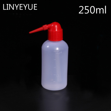 10pcs/lot 250ml Clear Plastic Blow Washing bottle with red cap,Tattoo Wash Squeezy Laboratory Measuring Bottle
