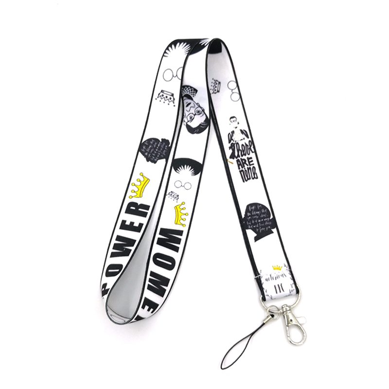 Feminist Ruth Bader Ginsburg Neck Strap Lanyard For Keys Mobile Phone Straps ID Badge Holder Webbing Ribbon Keychain Lanyards