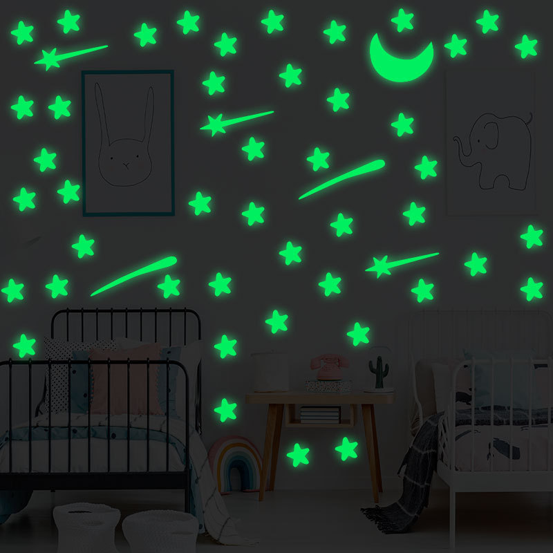 103 pcs Luminous Stars Meteor Moon Wall Sticker for Kids DIY Living Room Bedroom Decoration Decals Glow in the dark 3D Stickers