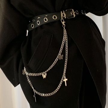 Punk Metal Pants Waist Chain Double-layer Street Butterfly Pant Chain For Women Pants Punk Waist Belt Chain On Jeans Jewelry