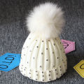 Girls lovely kintted Pompon Beanies Boy Winter Caps Baby Warm Fur sequins Knit Beanie Newborn Hat Fleece Crochet Caps