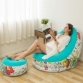 Graffiti Lazy Inflatable Sofa with Pedal Combination Inflatable Lounger Recliner Portable Office Nap Sofa Outdoor Home Leisure