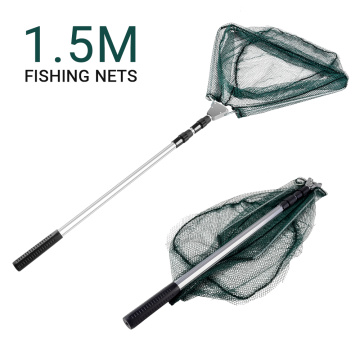 150cm Retractable Fishing Net Aluminum Telescoping Foldable Landing Net Pole Folding Landing Boat Fishing Net for Fly Fishing