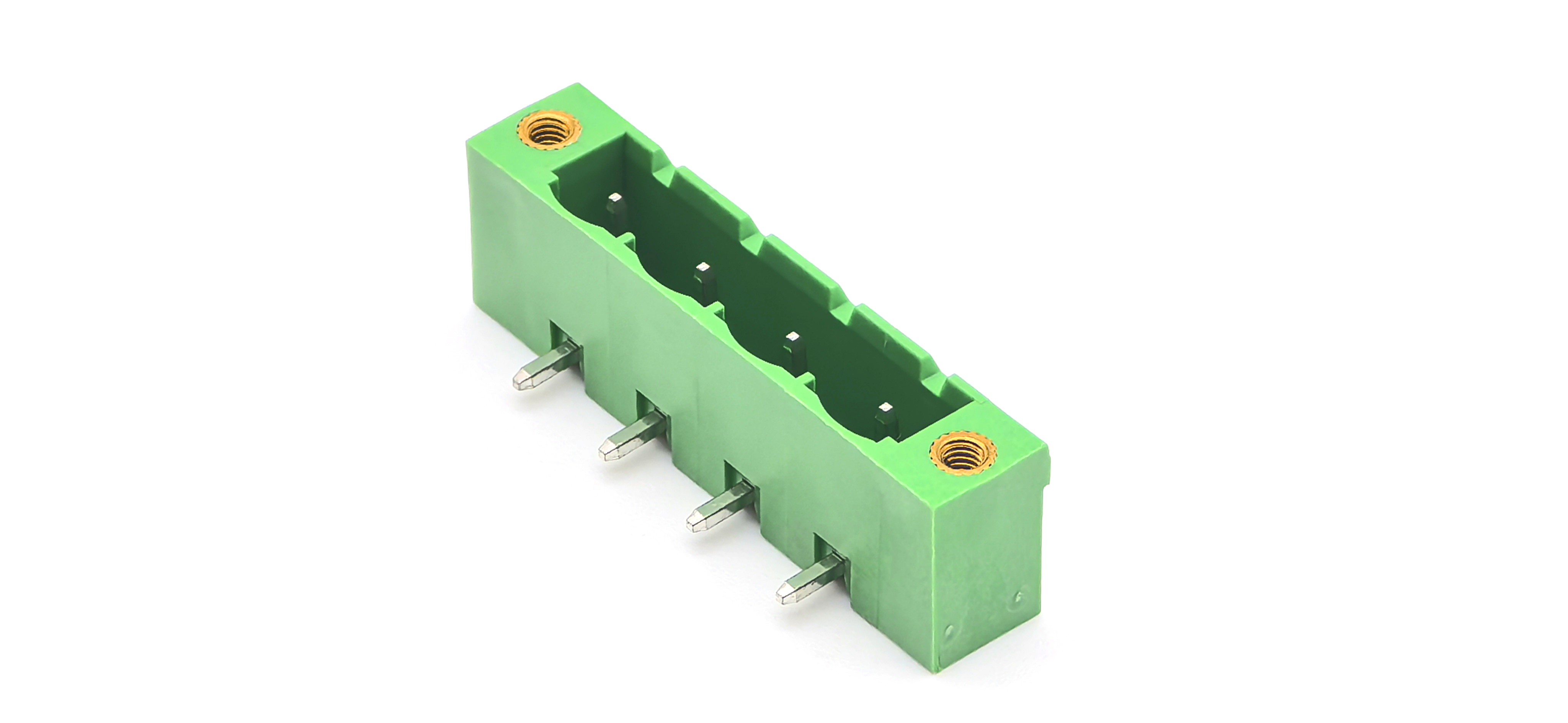 7.62mm Pitch Pluggable Right-Angle Terminal Blocks Male with Lug Green 1*4P