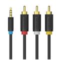 Vention 3.5mm Jack to 3 RCA Cable Male Audio Video AV Cable AUX Stereo Cord 3RCA Standard Converter for Speaker TV Box CD DVD