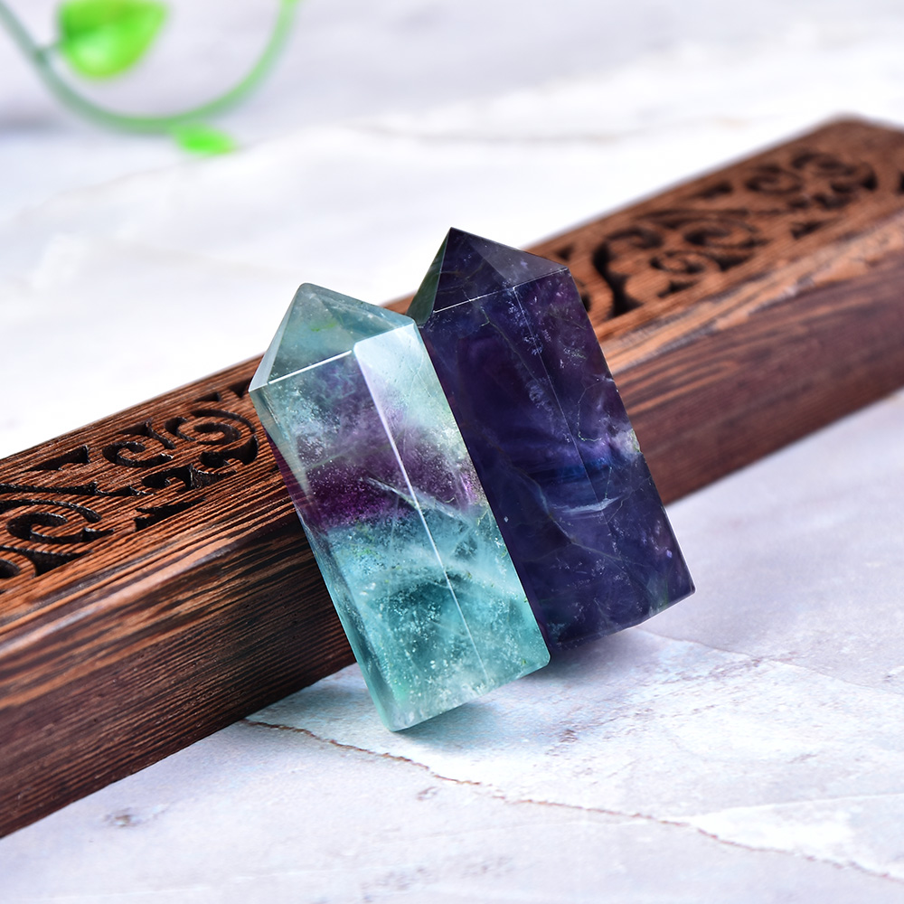 1PC Natural Fluorite Crystal Hexagonal Column Crystal Point Healing Wand Mineral Crystal Home Decoration Stone DIY Gift 5-6cm