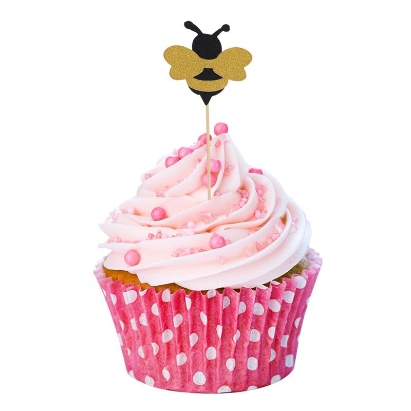36pcs Cute Cupcake Topper Decoration Adorable Bee Cake Pick Dessert Fruites Picks For Baby Shower Birthday Supplies A35