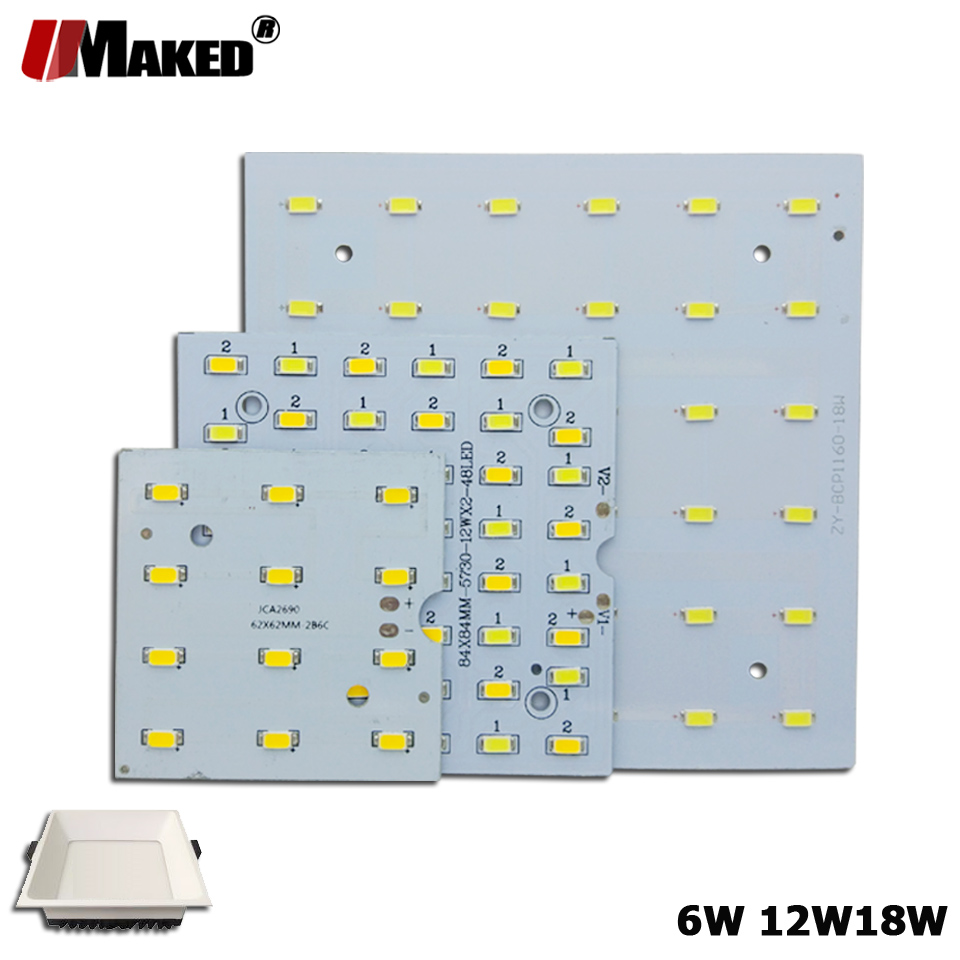 5/10Pcs LED PCB 6W 12W 18W LED Downlight Aluminum Plate Lighting Heatsink SMD5730 110lm/w Square Light Source For Panel lamps