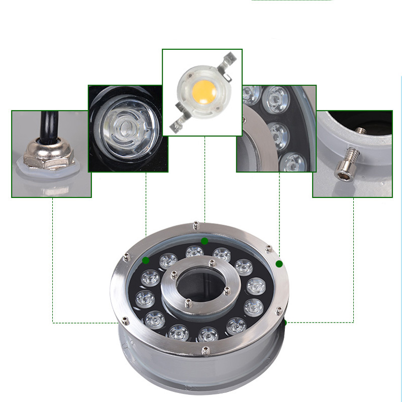 Recessed Underwater Led Fountain light DC24V 6w 9w 12w 18w Swimming Pool light IP68 Waterproof LED Landscape Lighting decoration