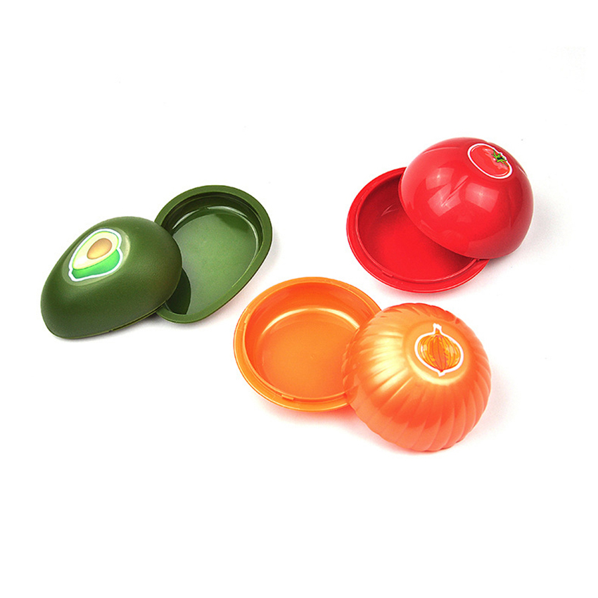 1pc Cute Kitchen Vegetable Fruits Green Pepper Crisper Food Containers Lemon Tomatoes Onion Shaped Plastic Fresh Storage Box