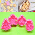 4Pcs / Set Food Grade Plastic Christmas cookie cutter, Kitchen bake Tools, Plunger Stamp Die Fondant Cake Decorating Tools