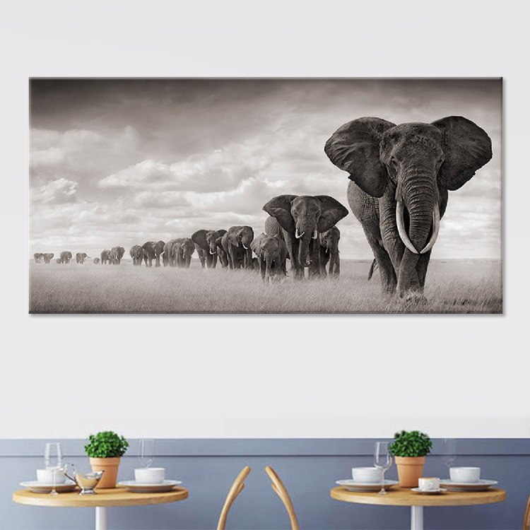 Nature Wild Africa Elephant Animal Oil Painting on Canvas Posters Prints Nordic Cuadros Wall Art Pictures For Living Room