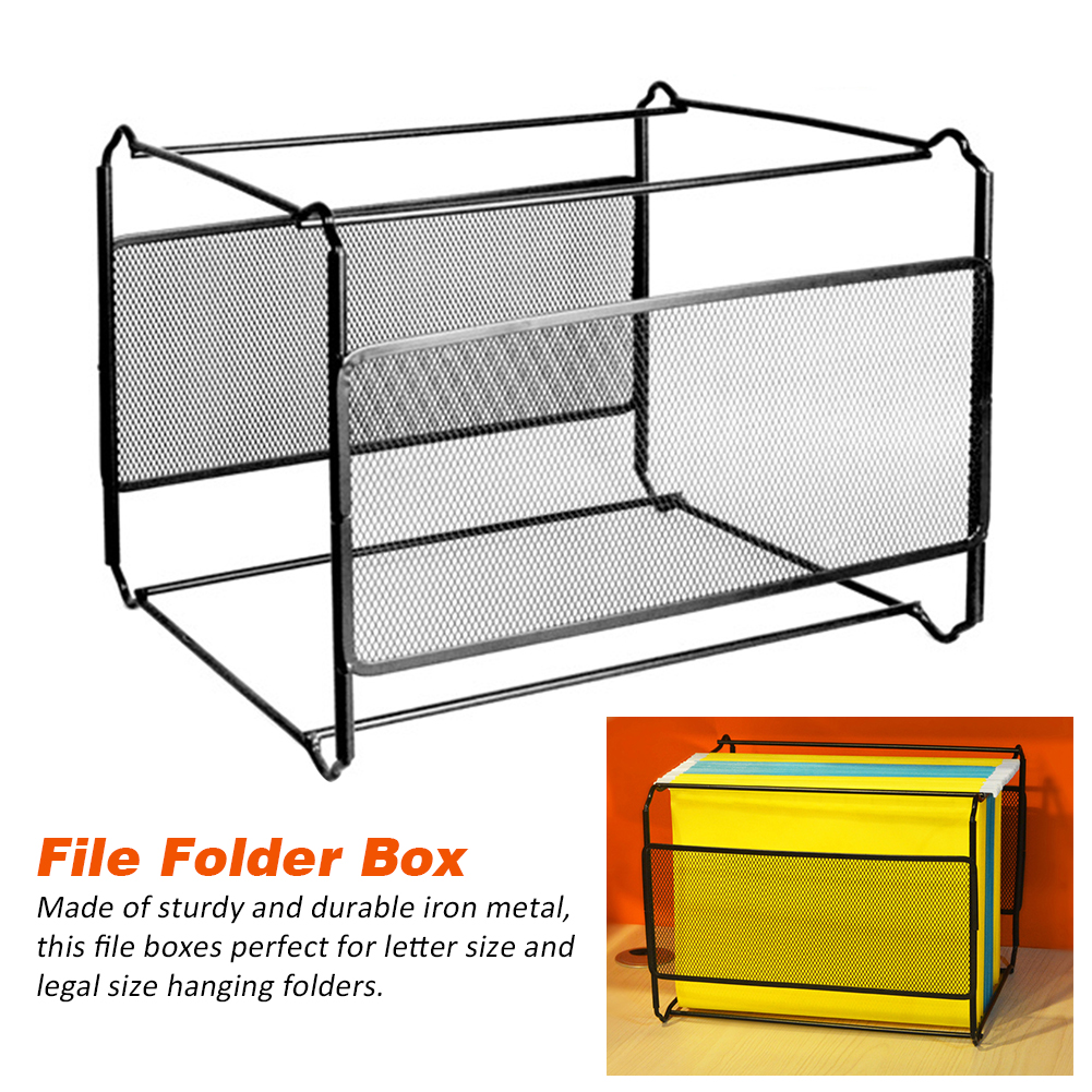 File Folder Box Wall Hanging Home Office Space Saving School Stationery Magazine Rack Tidy Mesh Design Iron Management