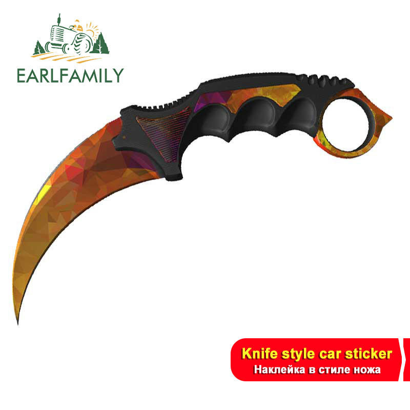 EARLFAMILY 13cm Car Decal for CS GO Karambit Knife Auto Car Stickers Laptop Suitable for Any Flat and Smooth Clean Surface Decor