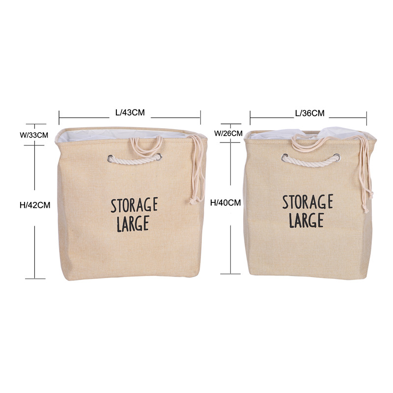 Large Fabric Storage Basket Square Laundry Basket Storage Bag With Drawstring Sundries Book Clothes Toy Storage Bucket Organizer