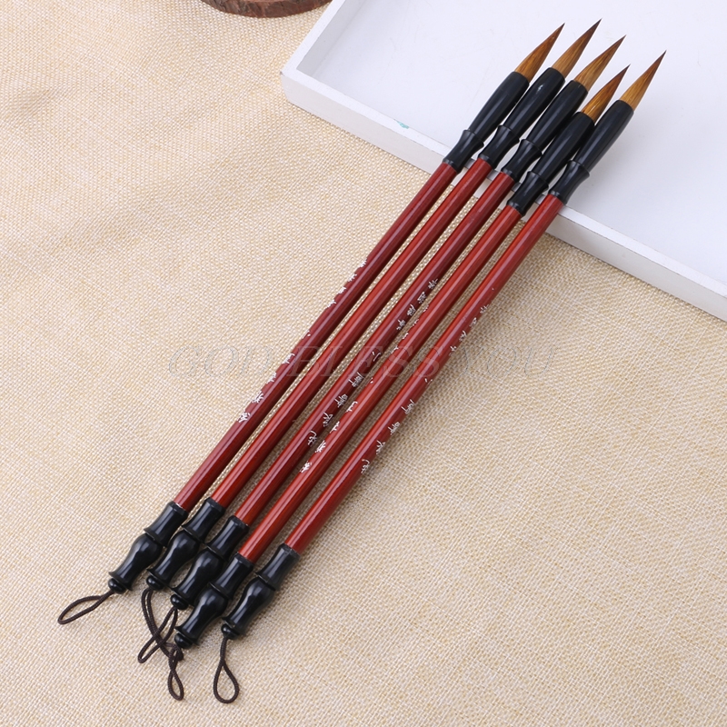 1PC Chinese Calligraphy Brushes Pen Wolf Hair Writing Brush Wooden Handle Drop Shipping