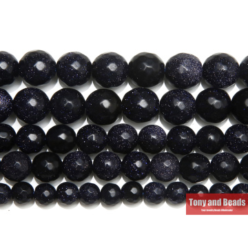 Free Shipping Natural Faceted Blue SandStone Round Loose Beads 15