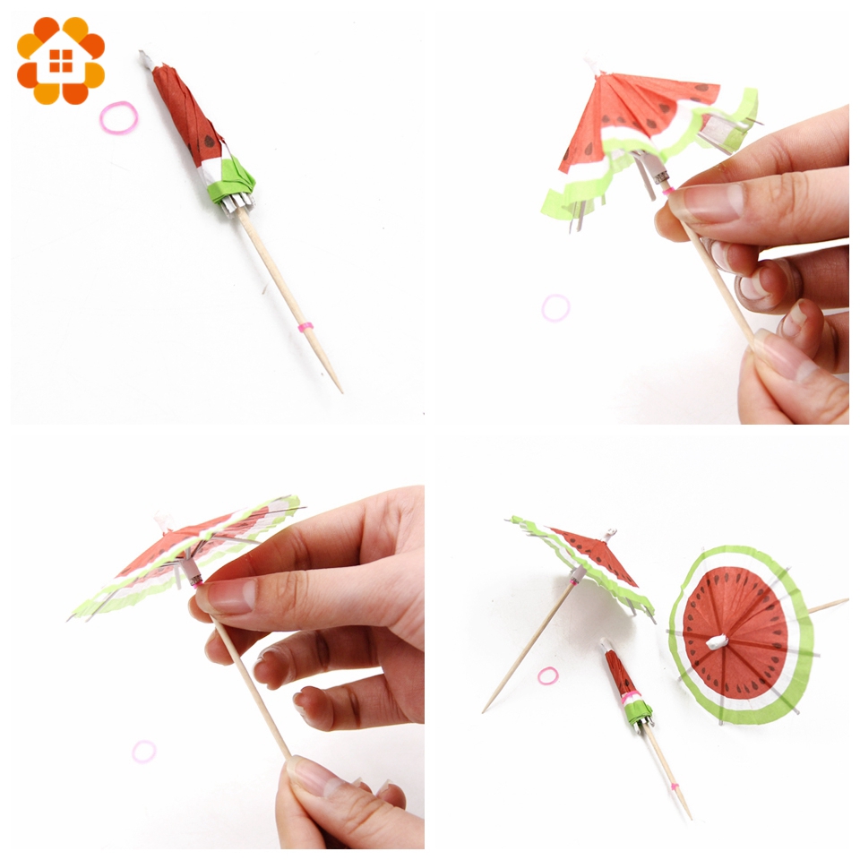 New!50PCS Watermelon Umbrella Cake Topper Picks Cocktail Parasols Drinks Picks Birthday/Wedding Party Decoration Party Supplies