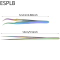 ESPLB Stainless Steel Rainbow Tweezers Straight/Curved Tip Colorful Precision Electronics No.11/15 Plating Tweezers