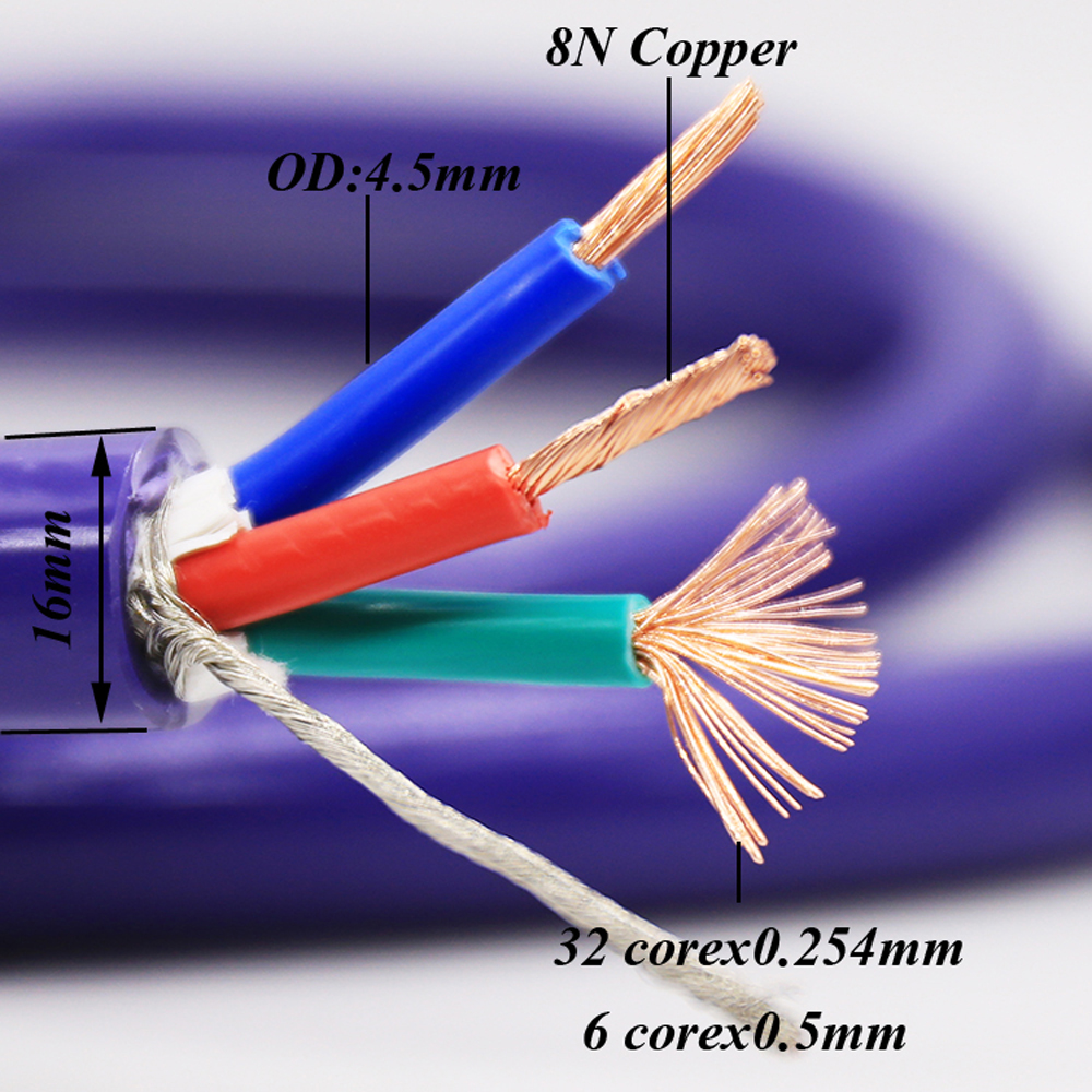1M 5N OFC AC Reference power Cable Bulk Cable Per Meter Audio Power Cord Wire Cable HIFI Power Cable