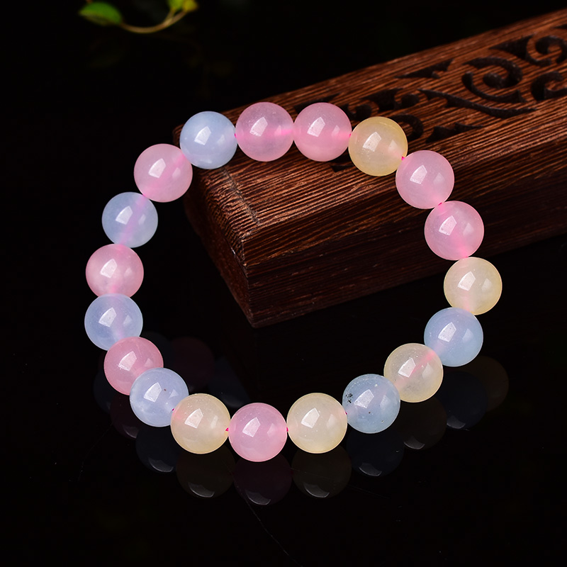 1PC Fashion Simple Natural Stones Bracelet Crystal Healing Quartz Stretch Bangles for Women Girls Morganite Yoga Jewelry Gift