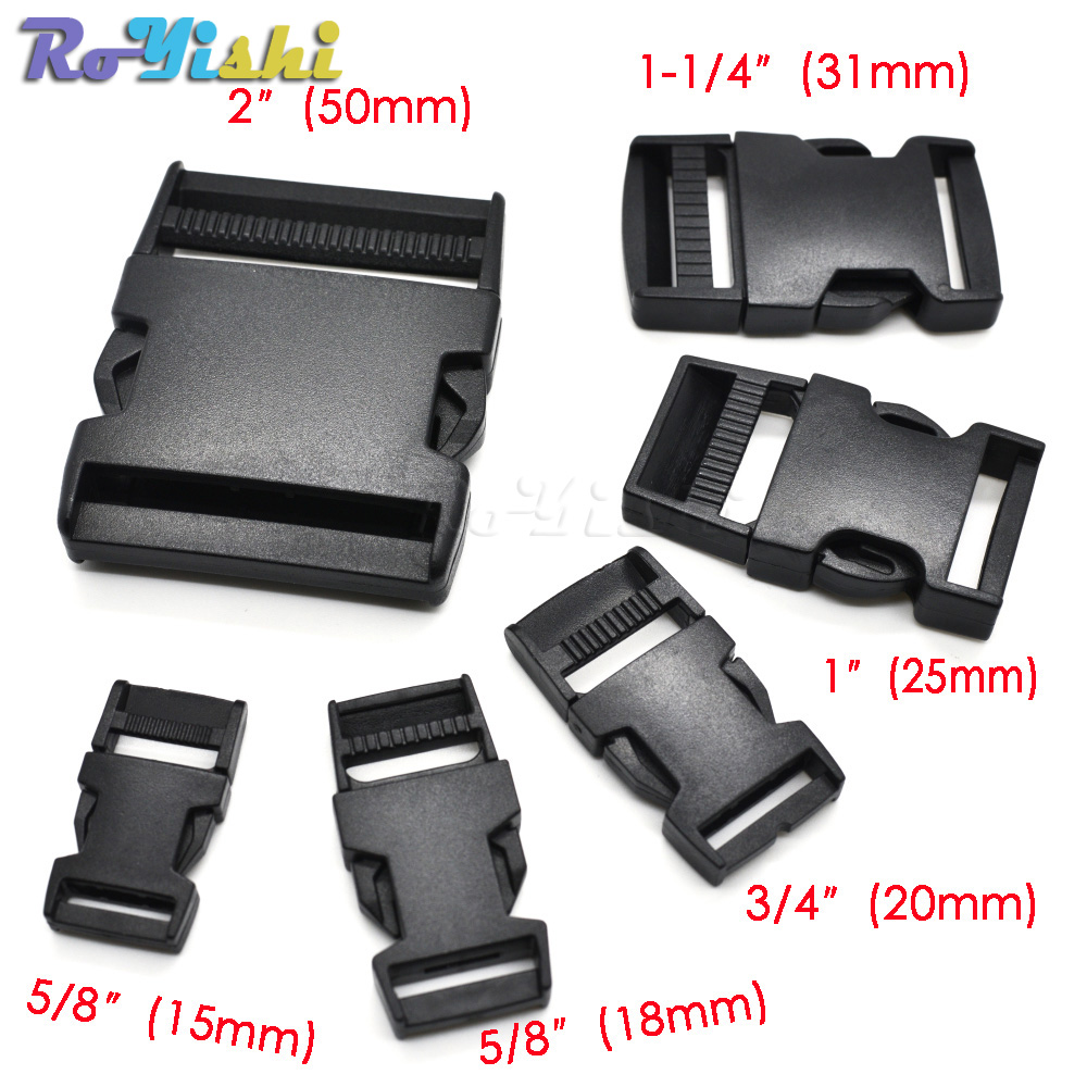 Plastic Straight Side Release Strong Buckle For Backpack Straps Webbing Black