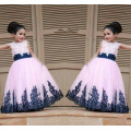 White/Yellow Flower Girls' Dresses With Royal Blue Lace Bridal Party Princess Style Ball Gowns For Weddings Kids