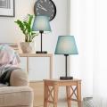 Bedside Desk Lamp with Blue Linen Lampshade