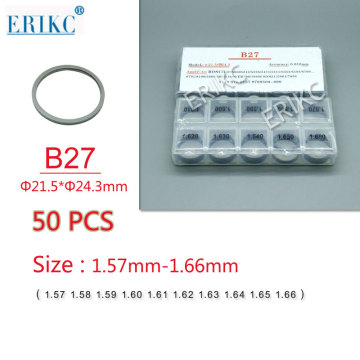 50pcs Adjusting Shim B27 Common Rail Injector Adjustment Shim B27 Gasket Washer Size: 1.57-1.66mm for DENSO Injectors