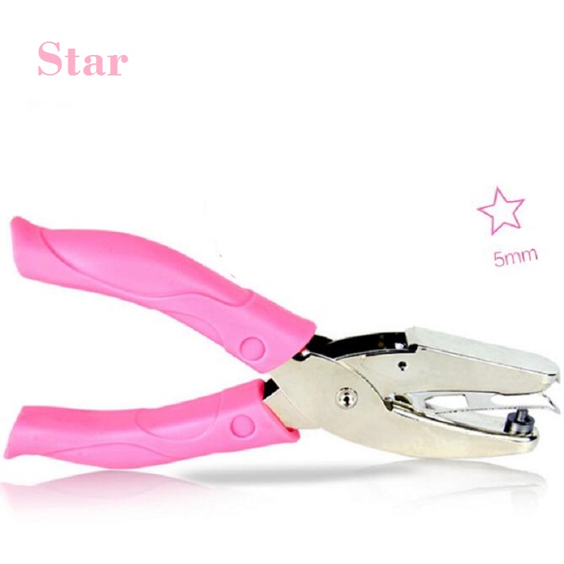 1-Hole Protable Hole Punch 6mm,3mm,1.5mm Circle Pattern, Heart Pattern and Star Pattern; Handle Single Hole Puncher