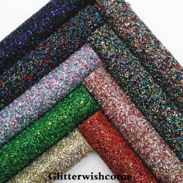 Glitterwishcome 21X29CM A4 Size Synthetic Leather, Chunky Glitter Leather, Faux PU Leather fabric Vinyl for Bows, GM047A