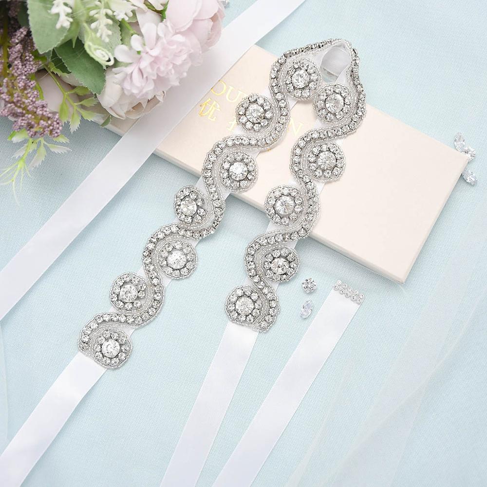 TRiXY S10 Silver Diamond belts for Women Belt Marriage Bridal Belts Sparkly Rhinestone Bridal Sash Wedding Belt Accessories