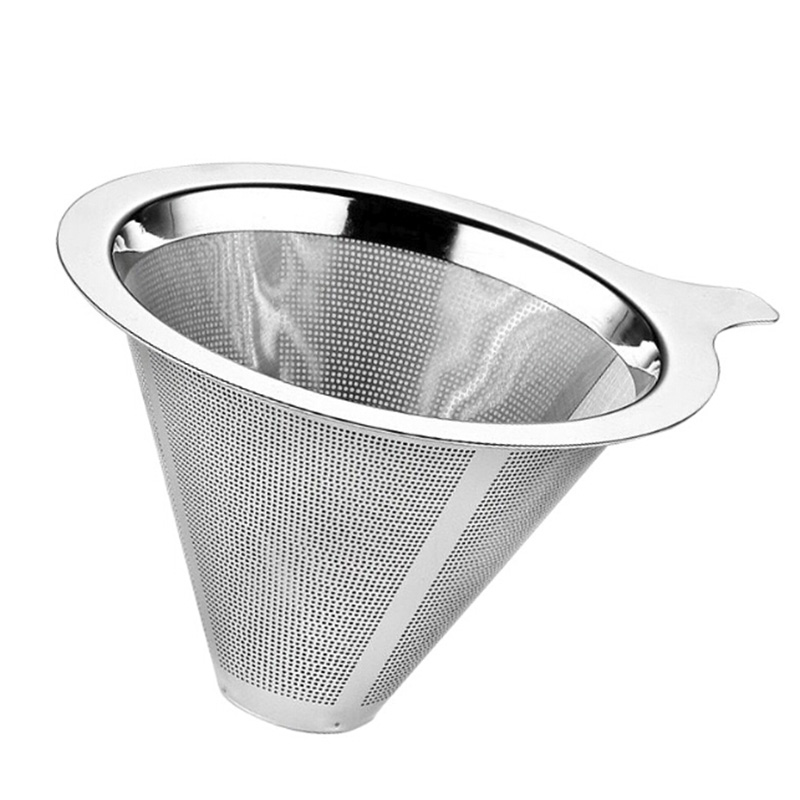 Stainless Steel Pour Over Coffee Filter Paperless Cone Dripper For Coffe Maker