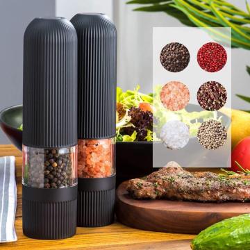 ABS Electric Flour Mill Pepper Grinder Spice Grain Ceramic Movement LED Light Grain Mills Kitchen Cooking Tools Black