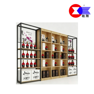 Modular Wood Metal Wine Display Rack
