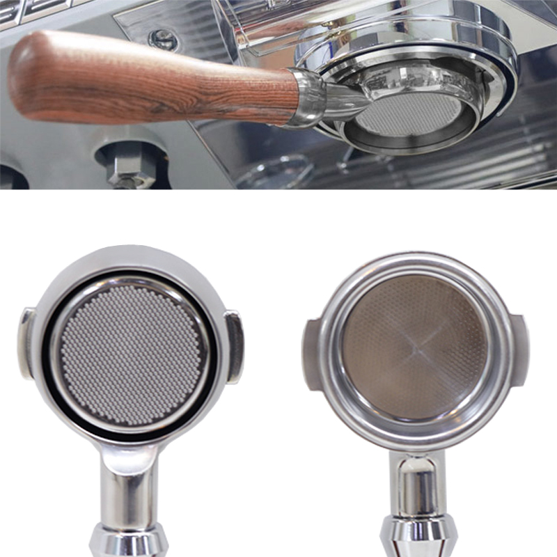 Stainless Steel Coffee Machine Bottomless Filter Holder filter italian Walnut Handle For Professional Accessory Wholesale
