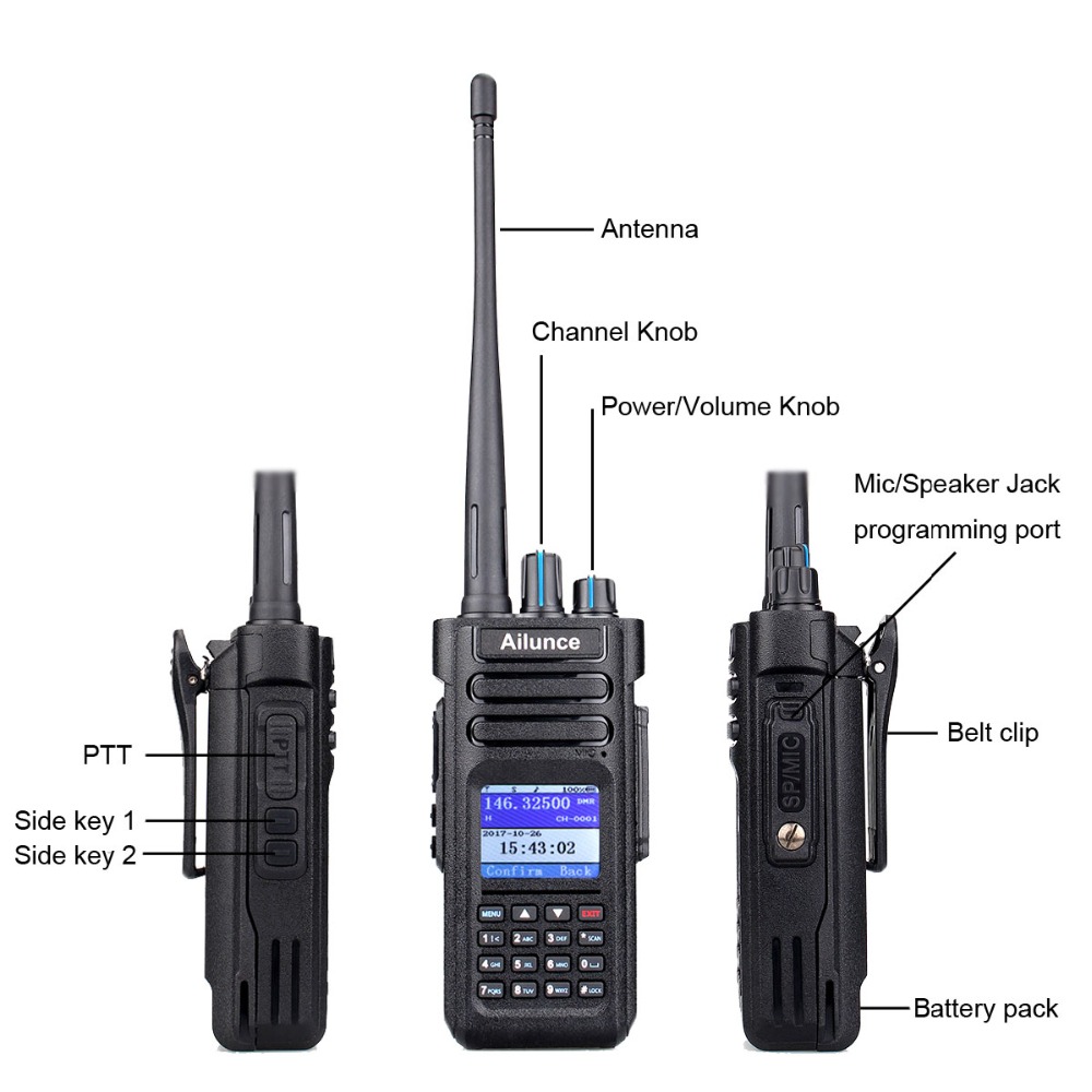 Retevis Ailunce HD1 Dual Band DMR Radio Digital Walkie Talkie Ham Radio Amador VHF UHF IP67 Waterproof GPS Encrypted Transceiver