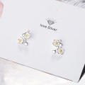 WYEAIIR Fresh Cherry Blossom Sweet Cute Original Literary Simple 925 Sterling Silver Female Dangle Earrings