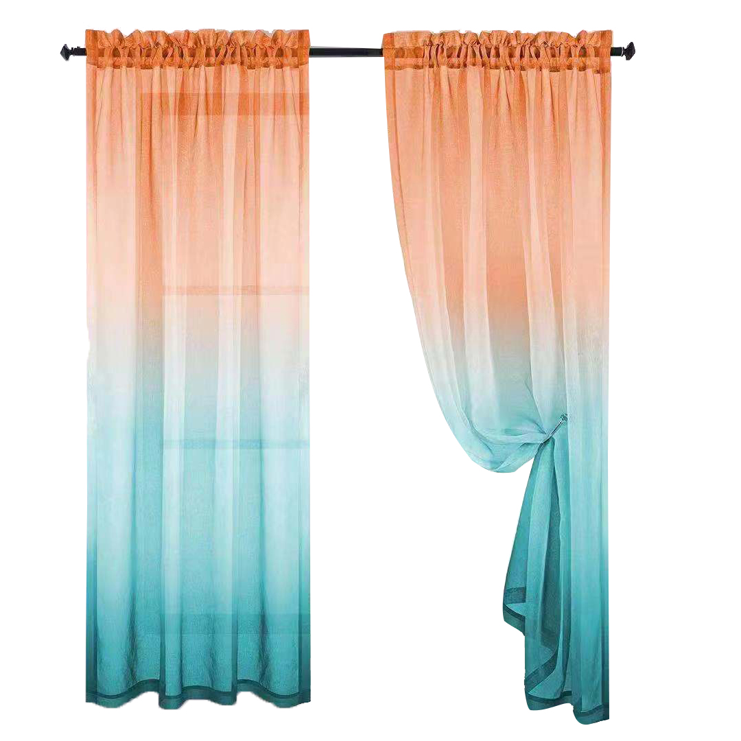 Gradient Color Translucent Curtains Bedroom Living Curtains Are DecoratedBright Fashionable Youth Atmosphere Modern Curtains