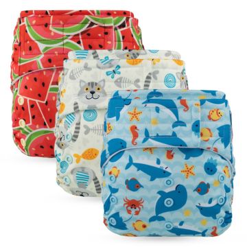 Hook & Loop Pocket Diaper Suede Cloth Inner Waterproof Washable Reusable Baby Diaper 4-16kg Stay Dry