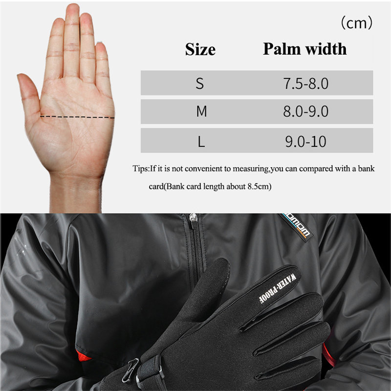 RockBros -30 Degree Windproof Winter Fleece Thermal Ski Gloves Long Full Finger Cycling Gloves Motorcycle Bicycle Gloves