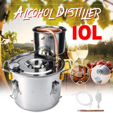 10L Distiller Moonshine Copper Stainless Steel Boiler Home Alcohol Water Essential Oil Brewing Kit