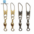 Easy Catch 20pcs Barrel Fishing Swivel With Safety Snap Gold Black Brass Fishing Hook Line Connector Fishing Accessories
