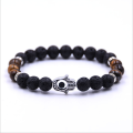 Gemstone Evil Eye Bracelet Lava Stone Essential Oil Diffuser Reiki Healing Balancing Round Beads