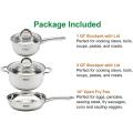 EHZ Cookware Set Stainless Steel Pots Composite Bottom Saucepan Saute Steak Pan Non Stick Fry Pan with Lids Kitchenware Set 5PCS
