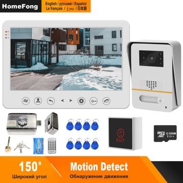 HomeFong Video Door Phone Wired Video Intercom with Lock 10 inch Monitor 150° Wide Angle Doorbell Home Access Control System Kit